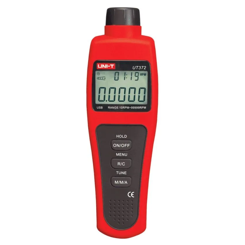 UNI-T UT372 Non-Contact Digital Tachometer – 99,999 RPM Laser Photoelectric RPM Meter with USB Interface, Counter Function & Data Logging