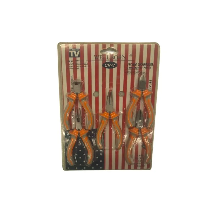 Wellborn ,MN-005 ,5-Piece Mini Locking Pliers Set - CR-V Combination Pliers