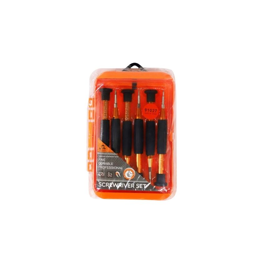 91027, 6-Piece Precision Screwdriver Set, CR-V + S2 Steel, Anti-Slip Grip