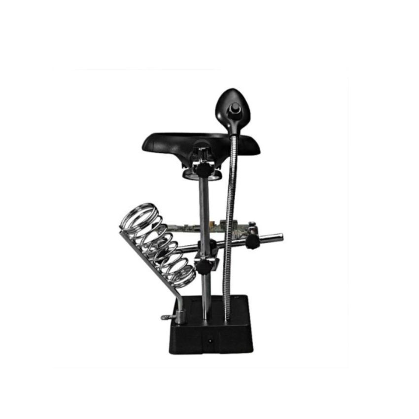 MG16129-C 5 LED Auxiliary Clip Magnifier with Soldering Iron Holder, Soldering Station with Clamp