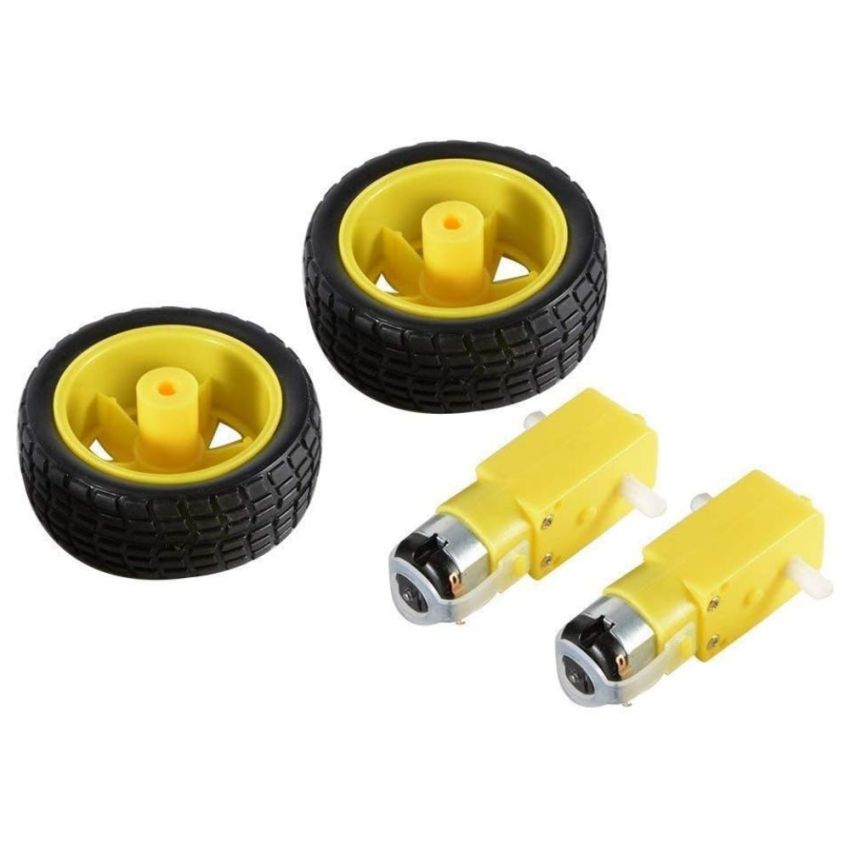 2 Sets DC Gear Motor and Tire Wheel for DC 3V-6V Arduino Smart Car Robot Projects (Yellow) TE696