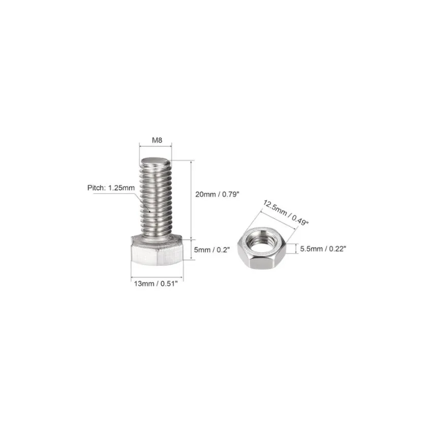 Hex Head Bolt, Stainless Steel,8x20mm