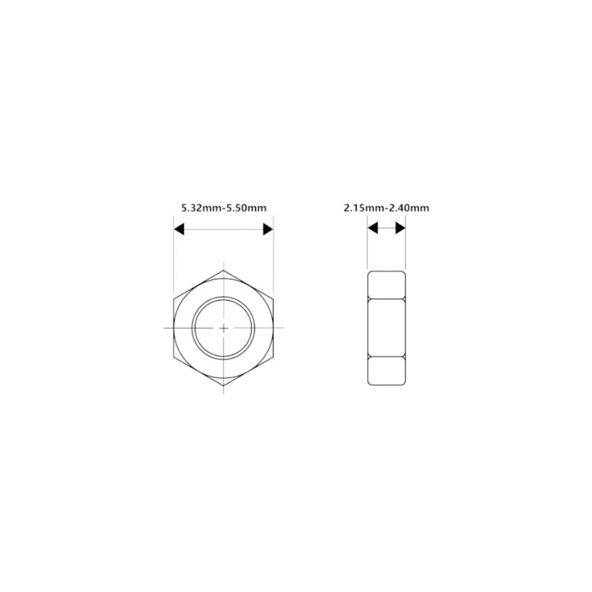 M3,Hex Nut,Zinc-Plated,3mm