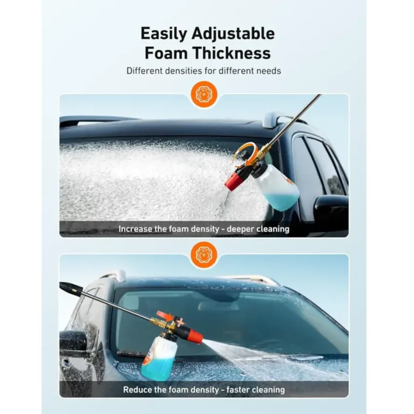AstroAI Big Mouth Foam Cannon 1L with 5 Pressure Washer Nozzle Tips and 1/4 Inch Quick Connect