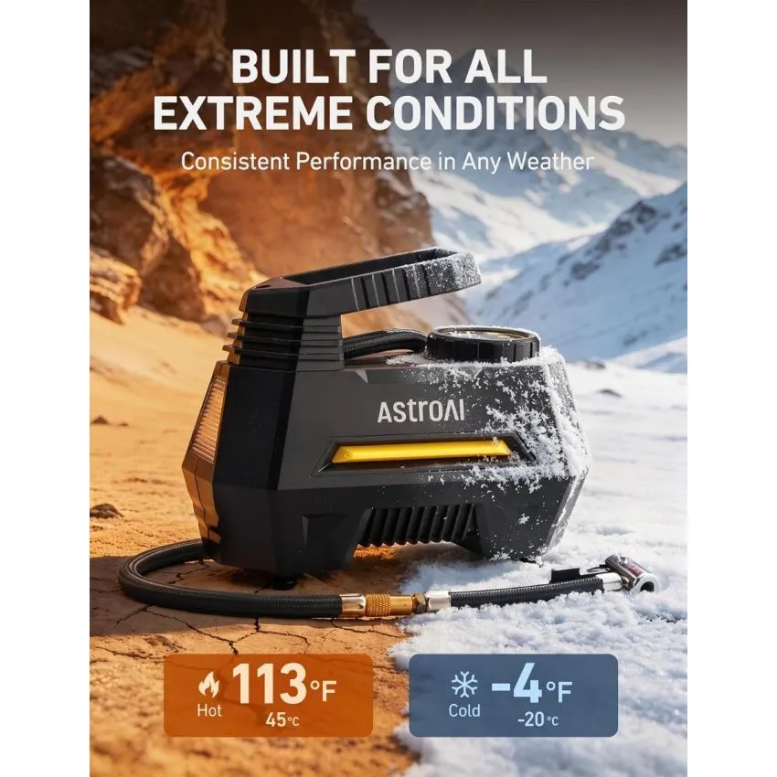 AstroAI AIRUN H Portable Air Compressor for Car Bikes and Air Mattresses 12V DC Tire Inflator with Digital Gauge Auto Shut Off and LED Light