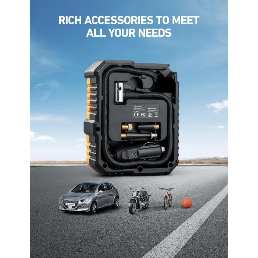 AstroAI S1 Portable Tire Inflator 150 PSI 12V DC Digital Air Compressor with Preset Pressure Auto Shut Off and LED Light