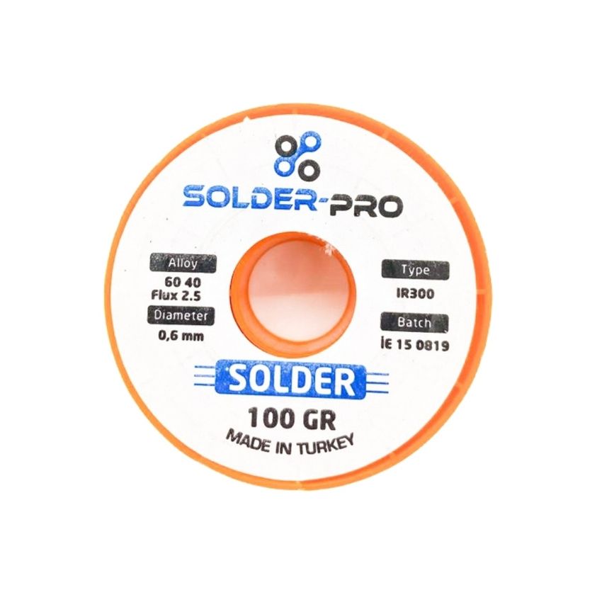 Solder Wire, 0.6mm Diameter, 100g Spool, 60/40 Alloy, Flux 2.5%