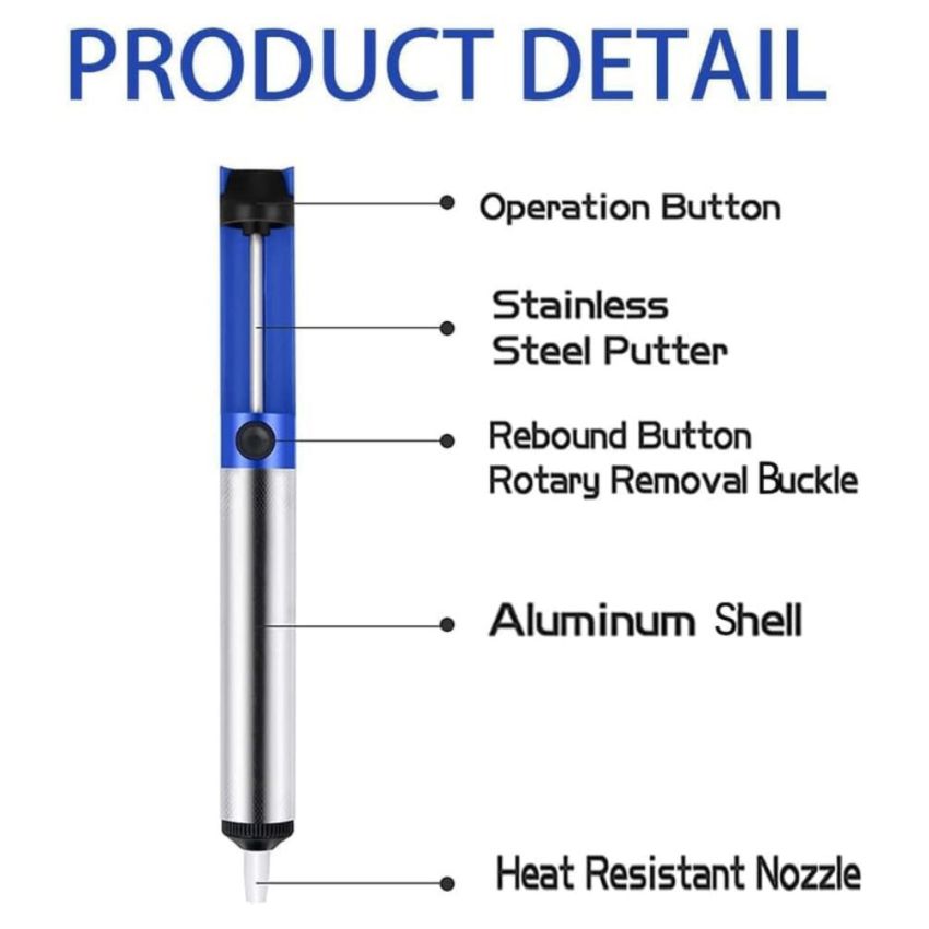 BST-018,Solder Sucker Desoldering Pump,Blue&Silver