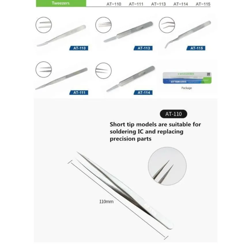 AT-111, Stainless Steel Tweezers – Non-Magnetic Precision Tool