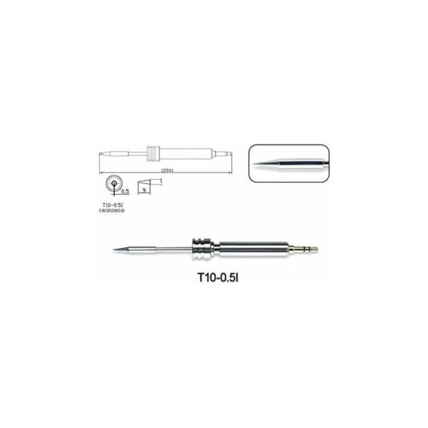 T10-0.5I, Soldering Tip, 0.5mm Conical (I-Type)