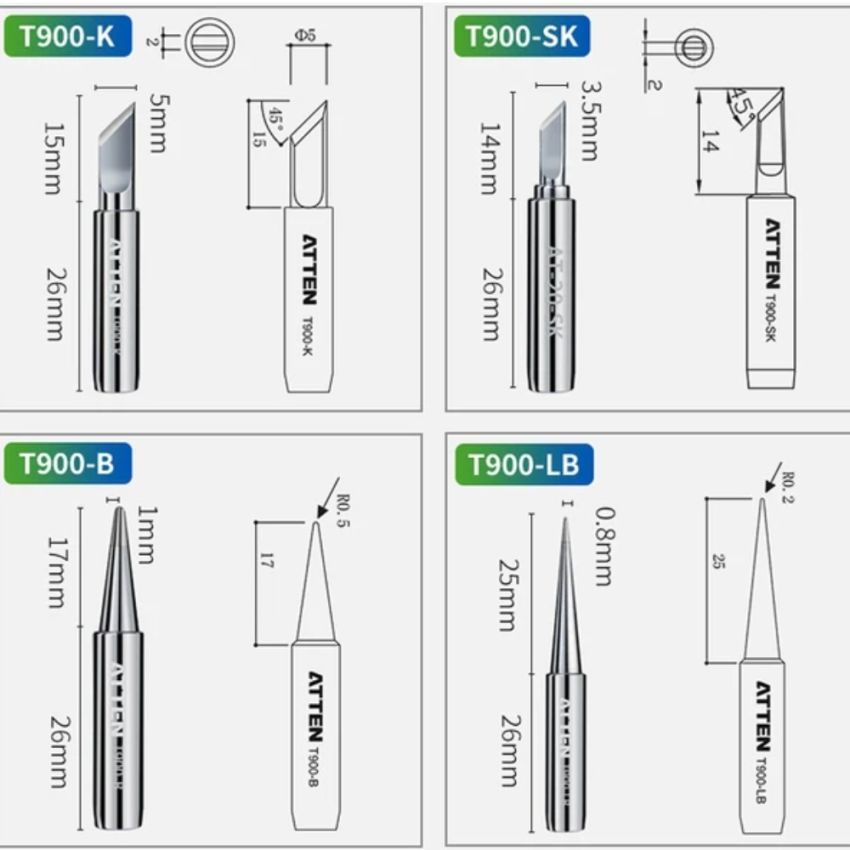 T900-B, Conical Soldering Tip, 1mm
