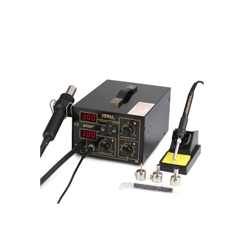YIHUA 852D+ 2‑in‑1 Hot Air & Soldering Rework Station, 650 W / 50 W, Dual LED Display, 100‑480 °C Control