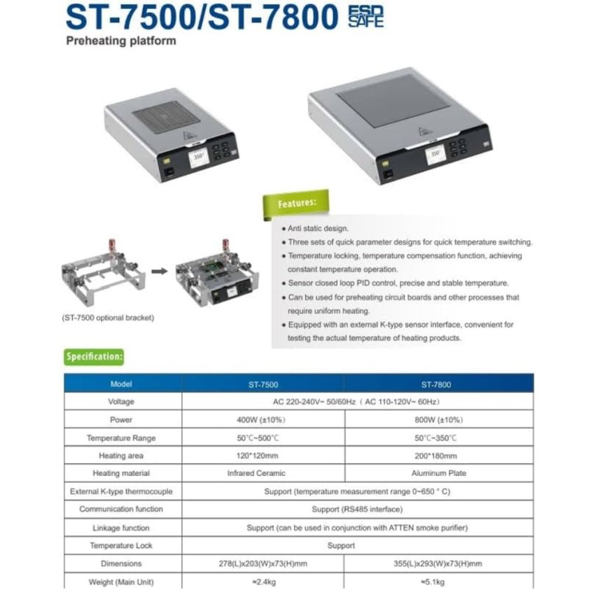 ST-7500, Infrared Ceramic Preheating Platform, 400W 