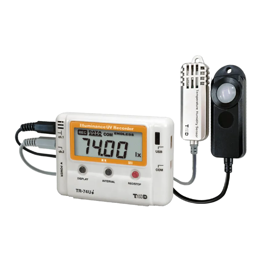 TR-74Ui-S USB Connectible Illuminance & UV Logger with High Precision Temperature and Humidity Sensor