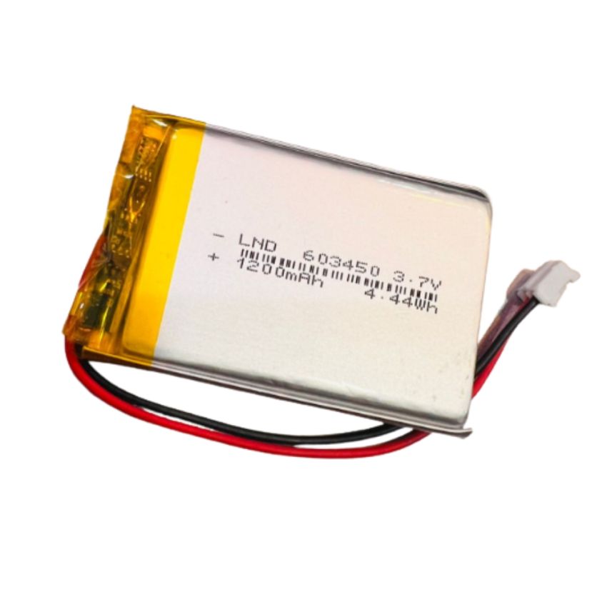 LND 603450 , Lithium Polymer Battery 3.7V 1200mAh – Rechargeable LiPo Cell with JST Connector
