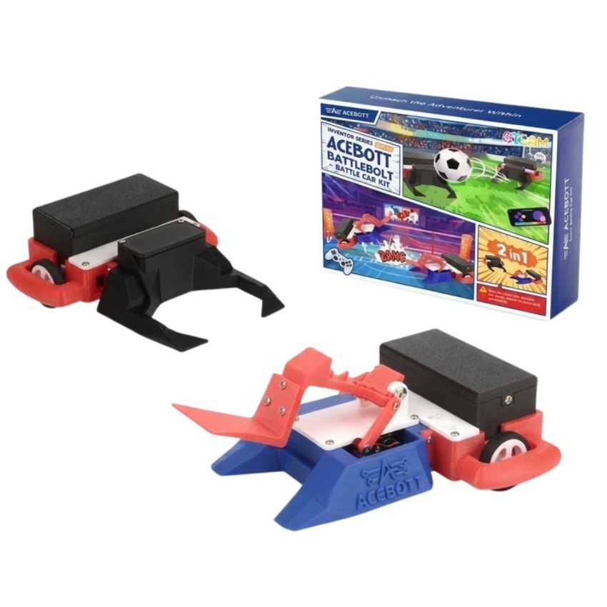 ACEBOTT QD028 2-in-1 Football & Battle Car Robotics Kit for Kids (8+), ESP32 Programmable STEM Robot with App & Gamepad Control, DIY Coding & Engineering Learning Kit