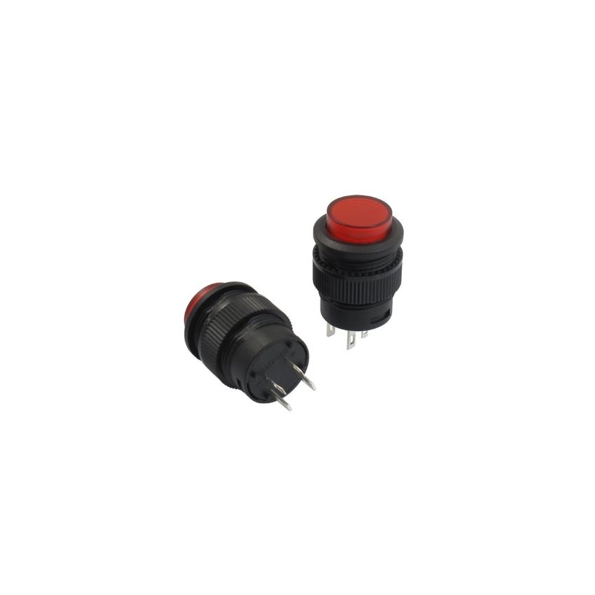 Red LED Push Button Switch, 4-Pin, 12V, Momentary Action