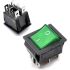KCD 4 Green Illuminated Rocker Switch - Panel Mount, On/Off Control with LED Light