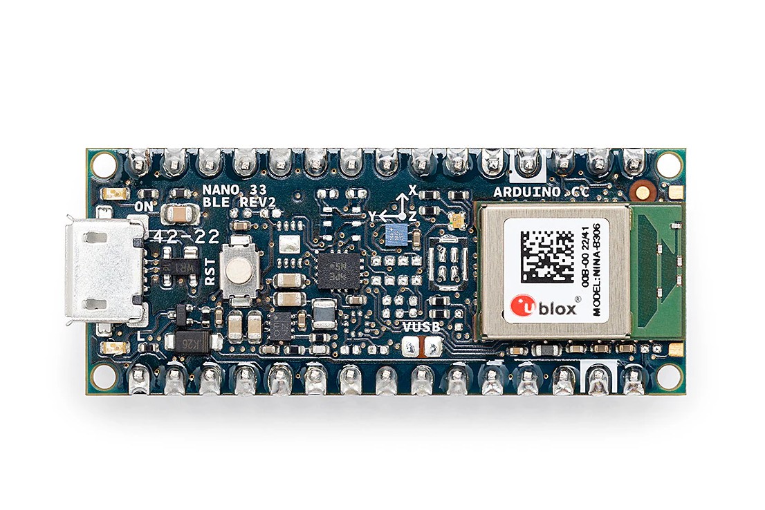 ABX00072,Arduino Nano 33 BLE Rev2 with Headers - Bluetooth 5, Arm Cortex-M4F, 9-Axis IMU