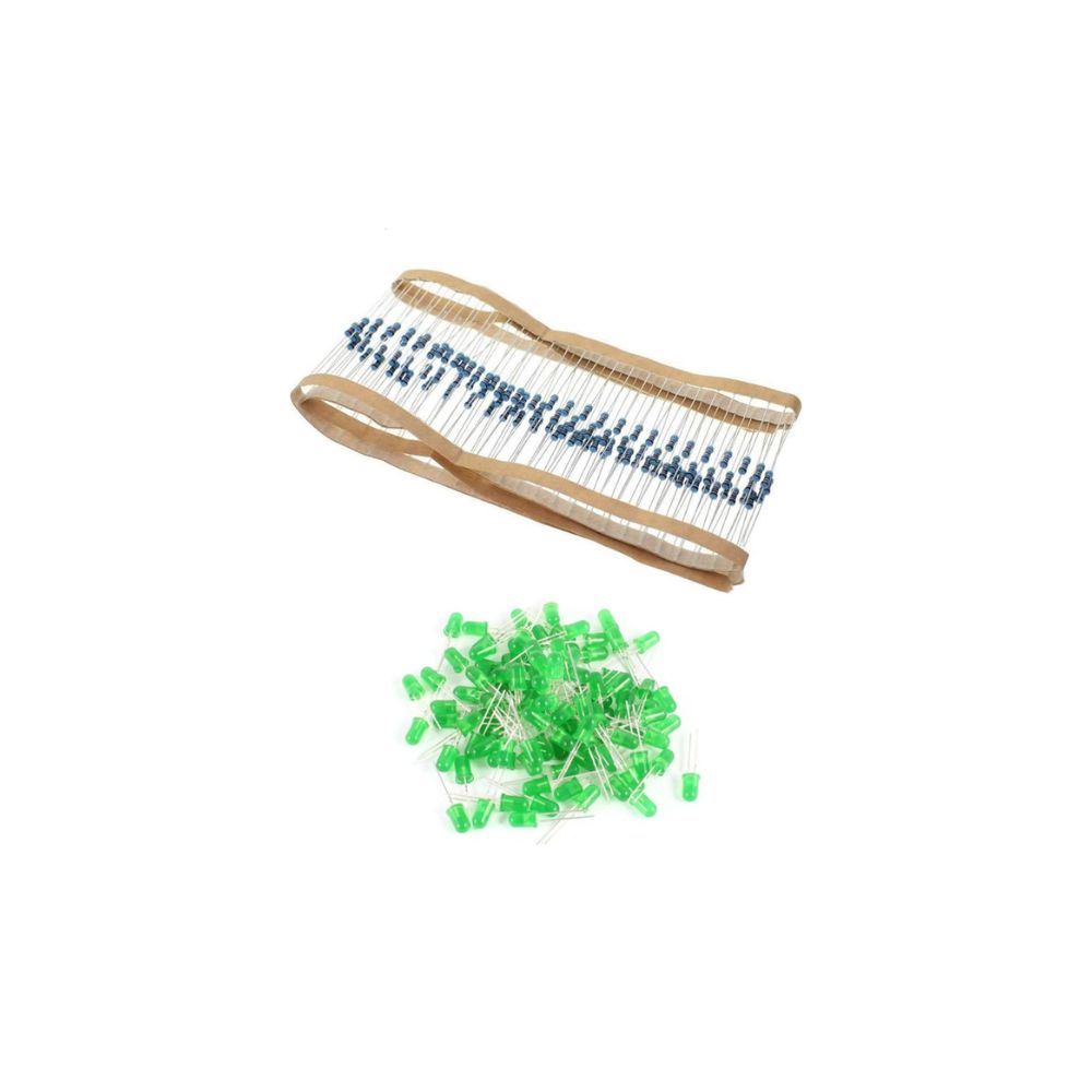 50x Green LED Light Kit with 50x 200-Ohm Resistors for Arduino and Raspberry Pi