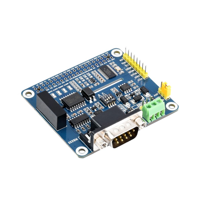 Isolated RS485 RS232 HAT for Raspberry Pi, SPI-Controlled Serial Expansion Board with Opto-Isolation and ESD Protection