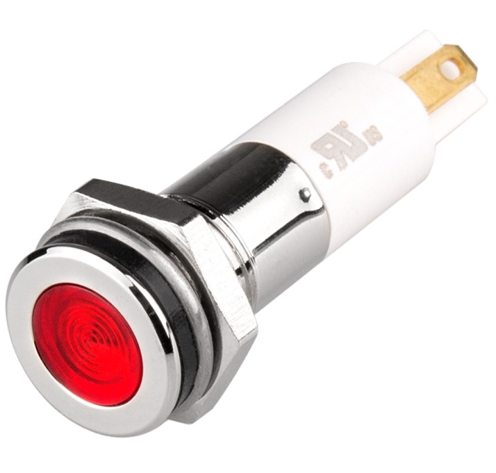 Indicator 10mm Red,24V DC, Panel Mount, Metal Body