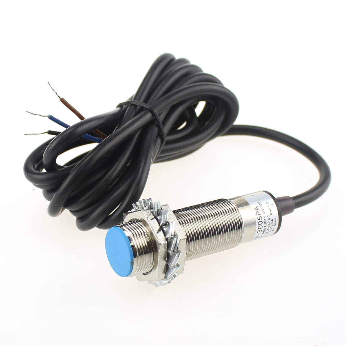 LM18-3005PA,Inductive Proximity Sensor, 5mm Sensing Distance, 6-36V DC, IP67 Waterproof, Durable Metal Housing for Industrial Applications
