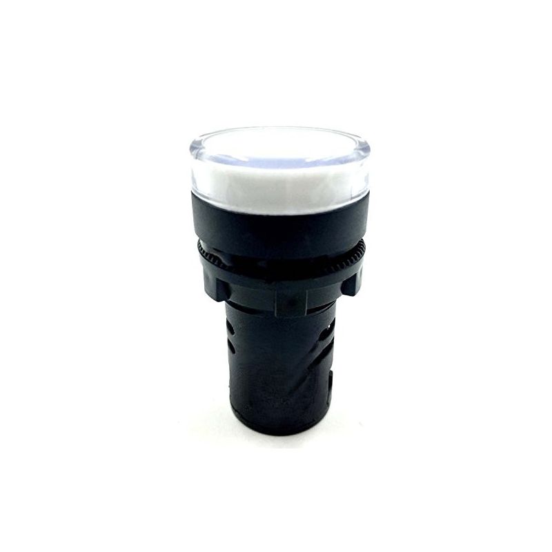22mm LED Panel Indicator Light, White, 220V AC/DC, 20mA, High-Brightness Signal Lamp for Electrical Panels
