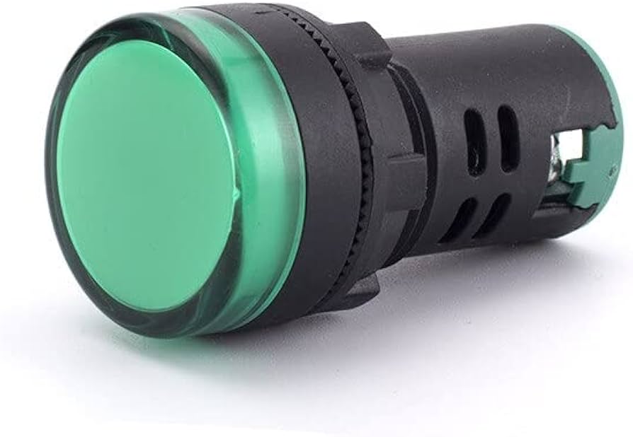 AD16-16C Panel Mount LED Indicator, 12V DC, Green Color, 16mm Diameter, High Brightness Signal Lamp