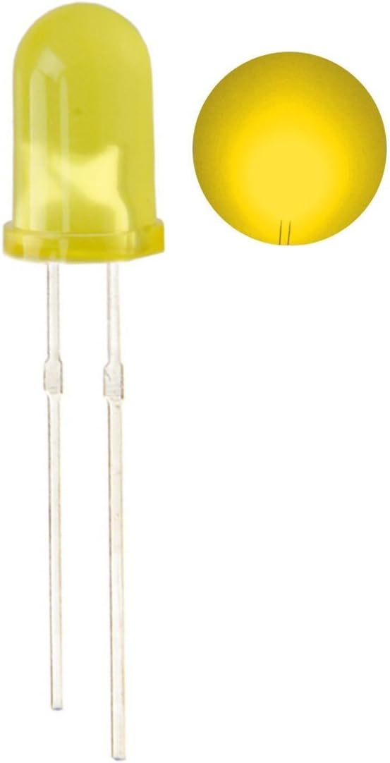 5mm Round Yellow LED-Diffused Lens, High-Brightness Indicator