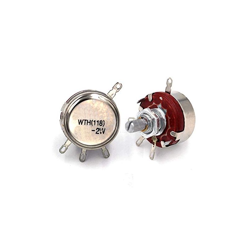WTH118 10K Ohm Potentiometer Wirewound 2W Rotary Panel Mount with Solder Lugs