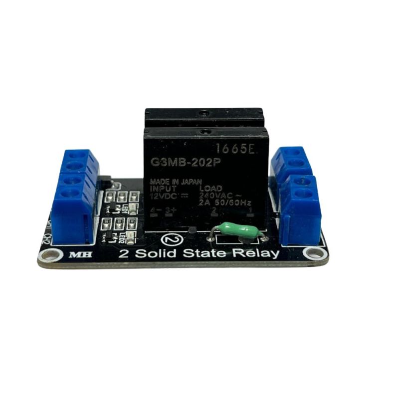 2-Channel Solid State Relay (SSR) Module – 12V DC Input, 240V AC Output, Low-Level Trigger