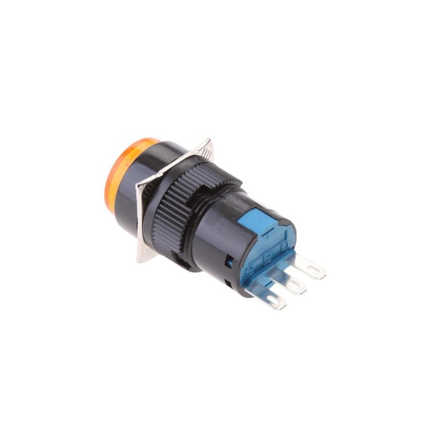 AP16Y-11A, Yellow On-Off Round  - 16mm Mounting, SPDT Contacts-No Indicator