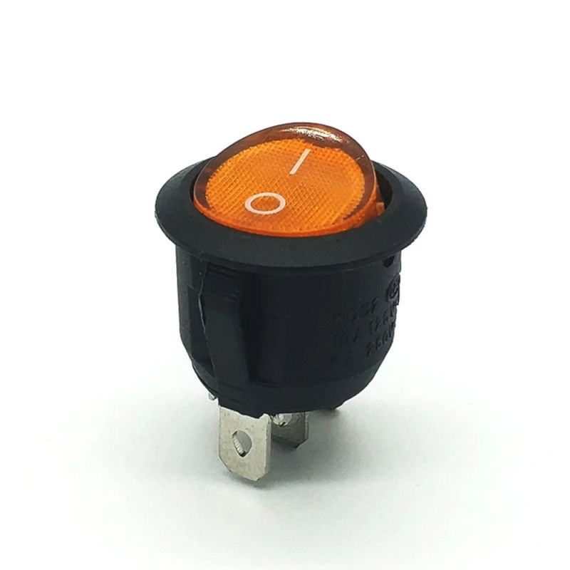 KCD2,Round Rocker Switch,6A,250V,Orange,ON-OFF