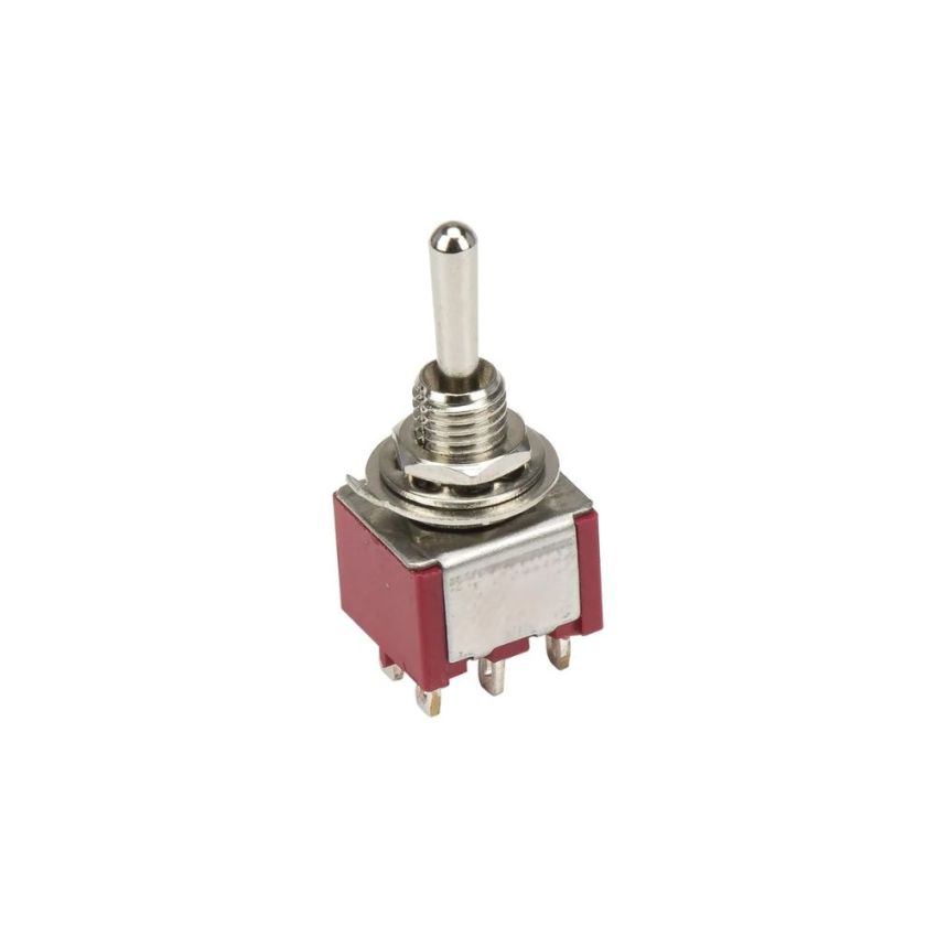 MTS-202,Double Pole Toggle Switch, ON-ON,RED,6-Pin,6A,125VAC