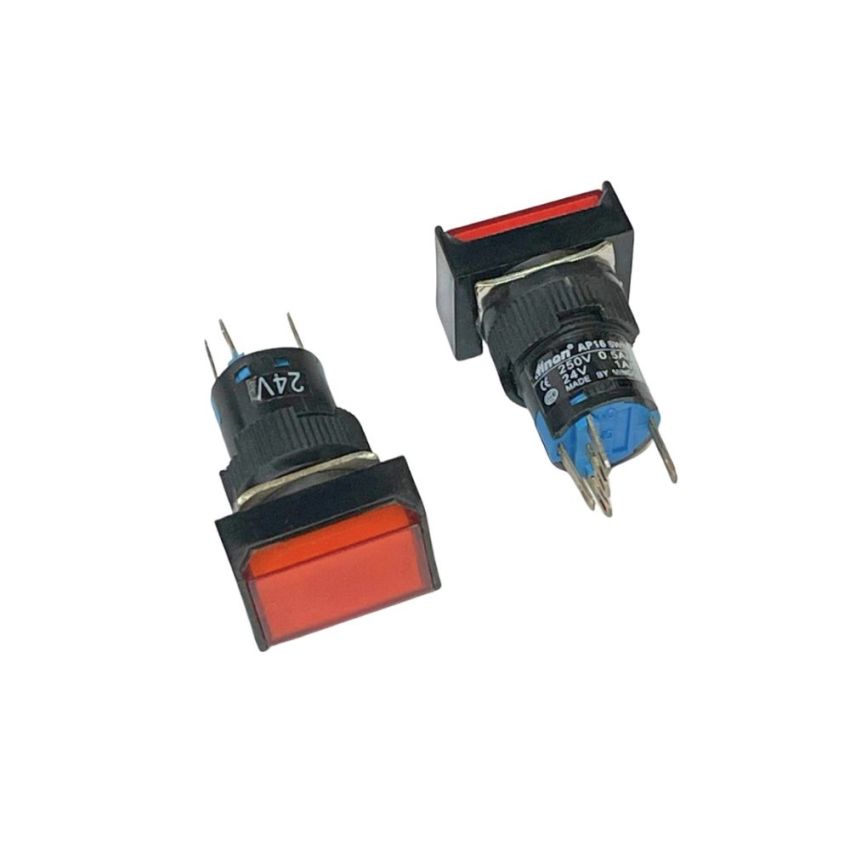 AP16J ,Red Reset Square Push Button Switch, 250V 0.5A / 24V 1A