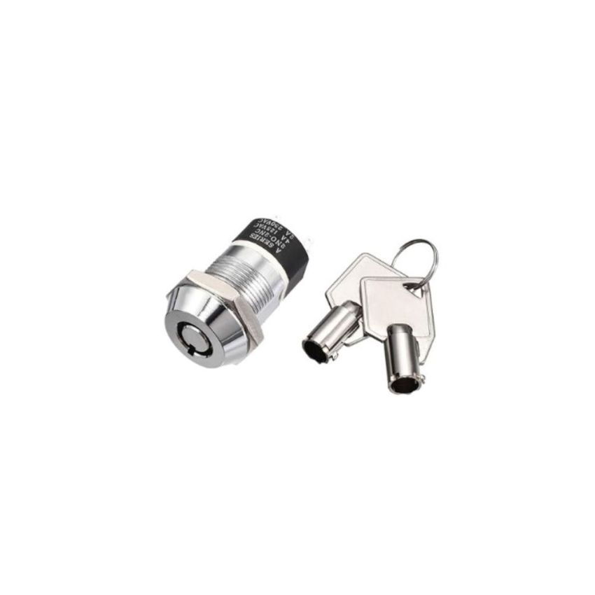 S1902, Key Switch, Key-Operated Lock Switch, 1NO1NC Single Pole, 3A 250VAC for Industrial and Security Applications