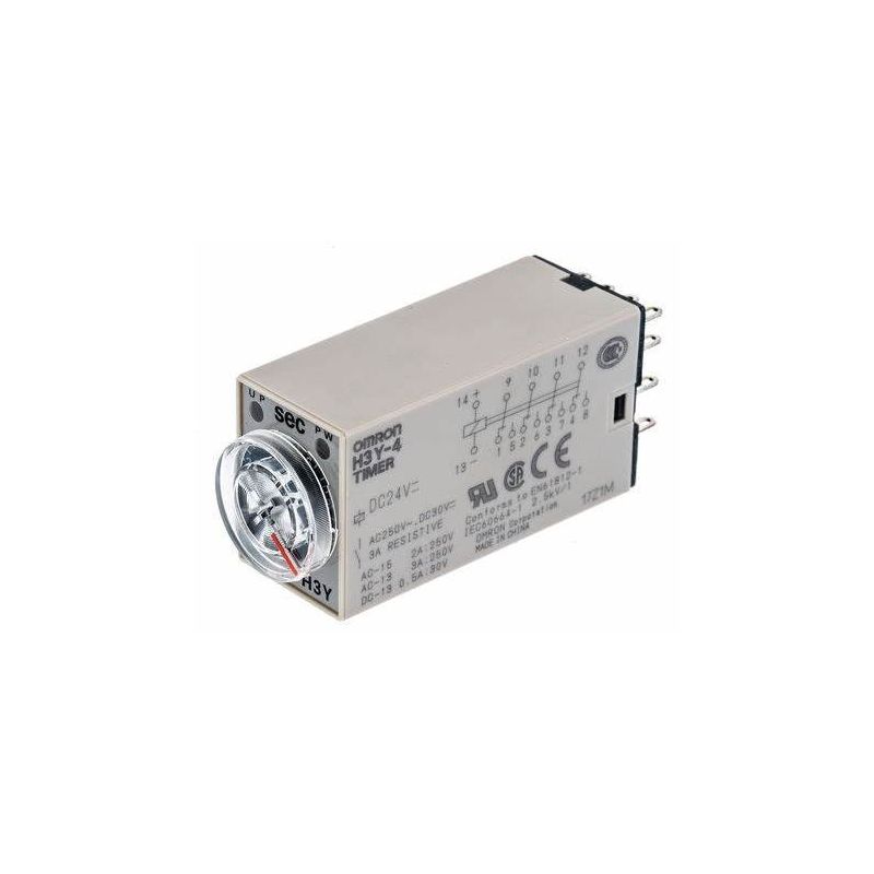 H3YN-2, Multifunction Timer Relay, 24VAC, 1S–10M, DPDT, Plug-in
