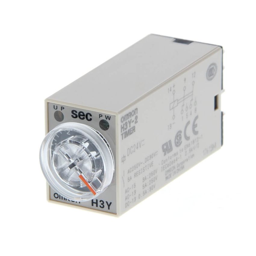 H3Y-2, Timer Relay, 60s, 24VDC, DPDT Plug-in