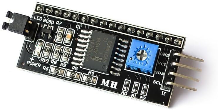 I2C LCD Display Module Driver, Serial Interface, Adjustable Contrast
