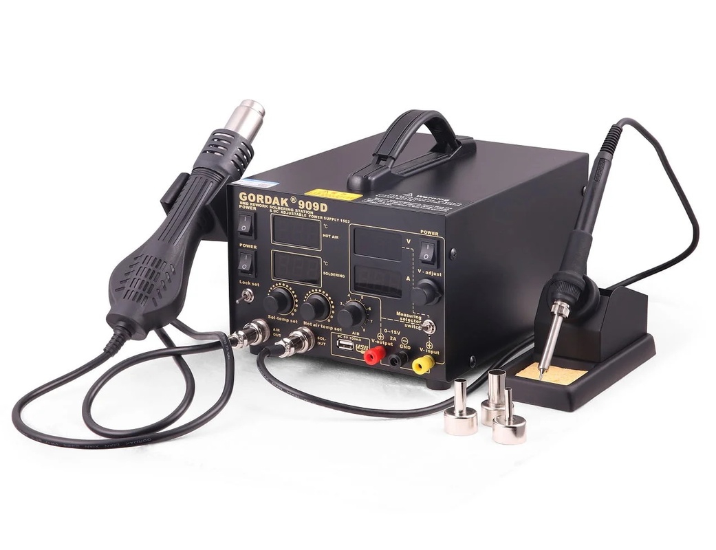 GORDAK 909D, 2-in-1 Hot Air Rework & Soldering Station, Bench-Top Unit