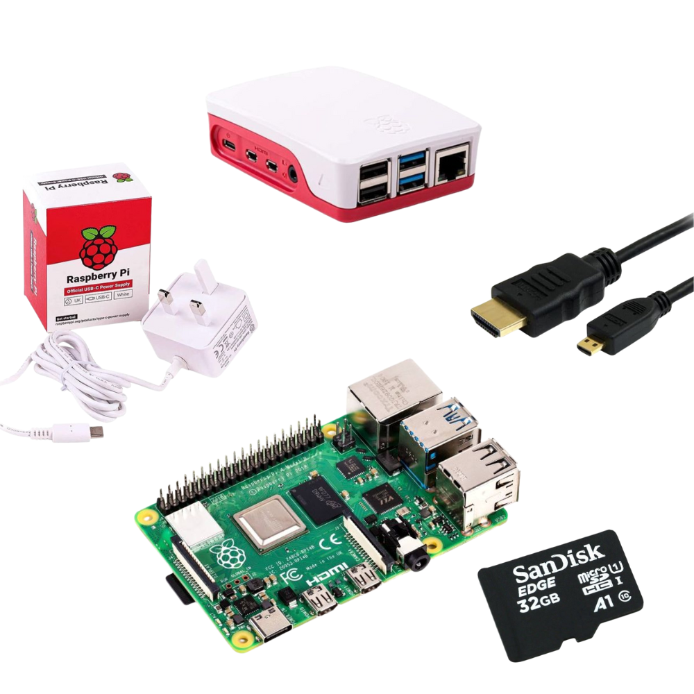 Raspberry Pi 4 Starter Kit 4Gb Red/White