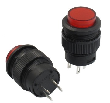 Red LED Push Button Switch, 4-Pin, 12V, Momentary Action