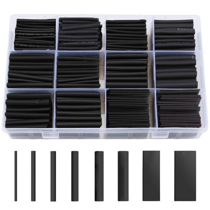625pcs Heat Shrink Tubing Kit, Heat Shrink Tubes Wire Wrap, Ratio 2:1 Electrical Cable Sleeve Assortment with Storage Case for Long Lasting Insulation Protection (8 Sizes, Black)