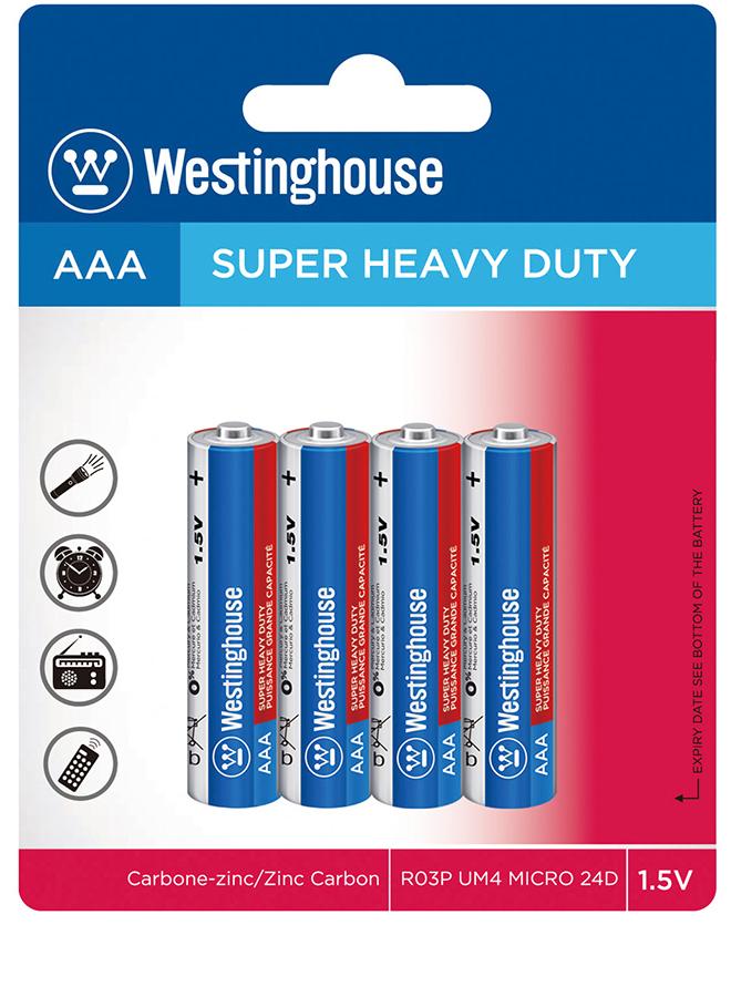 Zinc Super Heavy Duty 1.5V AAA Battery X 4 Plister R03P-BP4V R03P BP4V 1