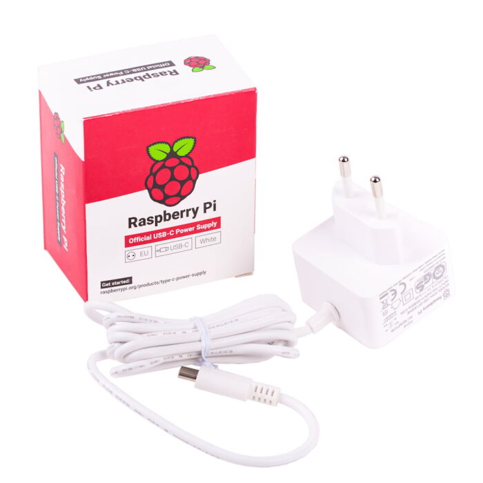 Raspberry Pi 15.3W USB-C Power Supply - White, EU (Type C) stromforsyning usb c raspberry pi 5v 3a hvid