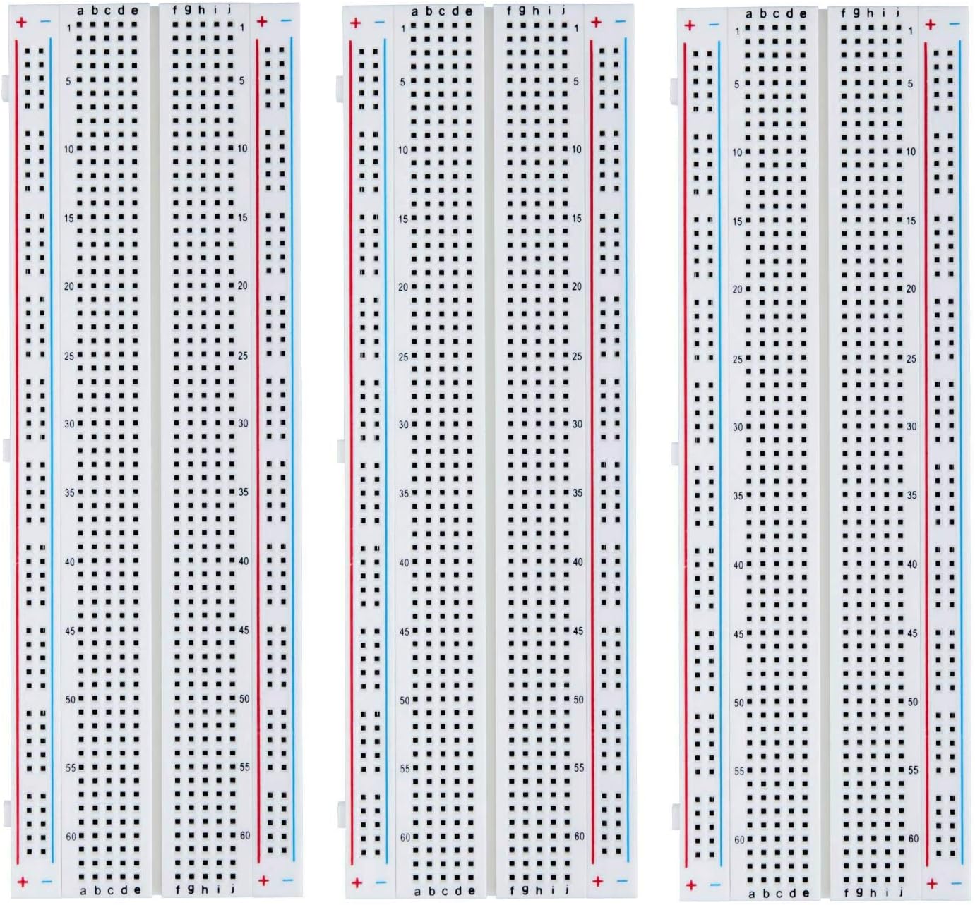 RoboGets RoboGets 3 Pcs Breadboard 830 Point Solderless Prototype PCB Board Kit for Arduino Proto Shield Distribution Connecting Blocks (3PCS MB102)