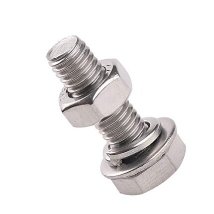 Bolt size 8mm hex head Length 20 mm (stainless steel). With plain washer lock washer and nut