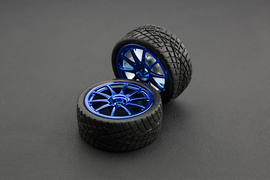 FIT0199-B D65mm Rubber Wheel Pair - Blue (Without Shaft)