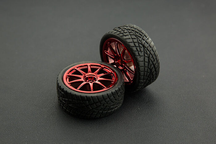 FIT0199-R D65mm Rubber Wheel Pair - Red (Without Shaft)